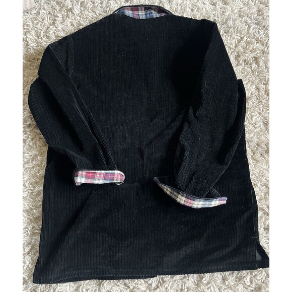 Vintage Women’s Lands End Black Corduroy Blazer Jacket With Flannel Accents - Picture 6 of 8